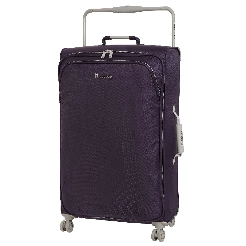 suitcase with ideal weight for travel-IT Luggage 31.5" World's Lightest 8 Wheel Spinner, Purple Pennant With Cobblestone Trim