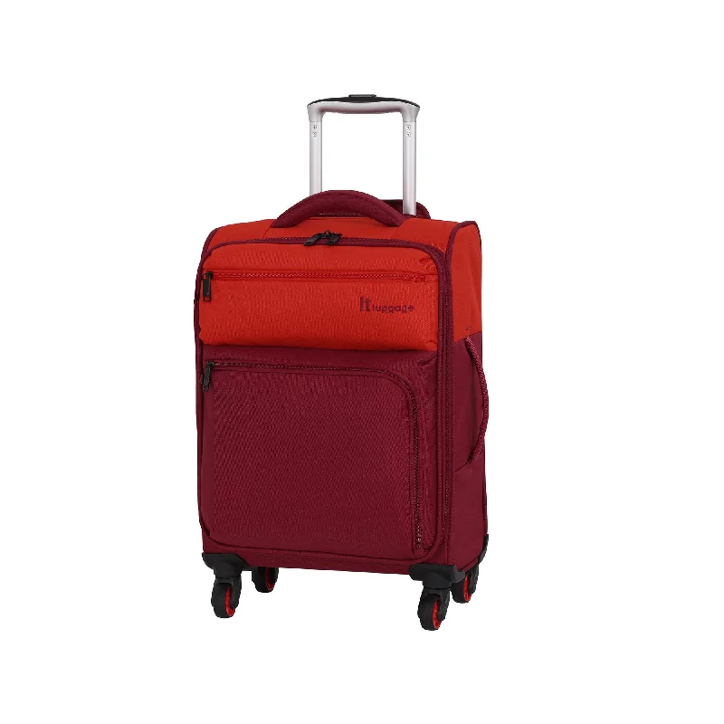 suitcase for ultimate functionality-it luggage Duotone 4 Wheel Lightweight Cabin Suitcase, 53 cm, 34 L, Orange + Red Dahlia