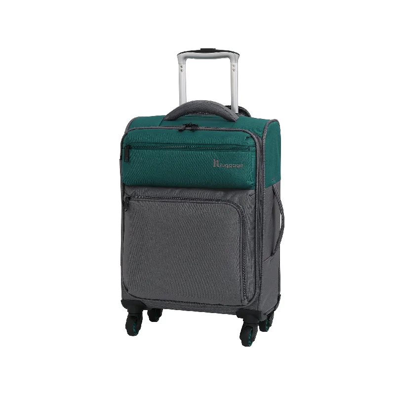 suitcase for weekend getaways-it luggage Duotone 4 Wheel Lightweight Cabin Suitcase, 53 cm, 34 L, Teal Green + Steel Grey