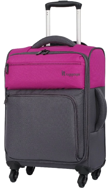 suitcase for eco-conscious travelers-it luggage Duotone 4 Wheel Luggage Spinner (18", Fuchsia/Magnet)