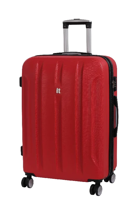 suitcase with extra packing space-it luggage Proteus 28 Inch Hardside Checked Spinner Luggage (Racing Red)