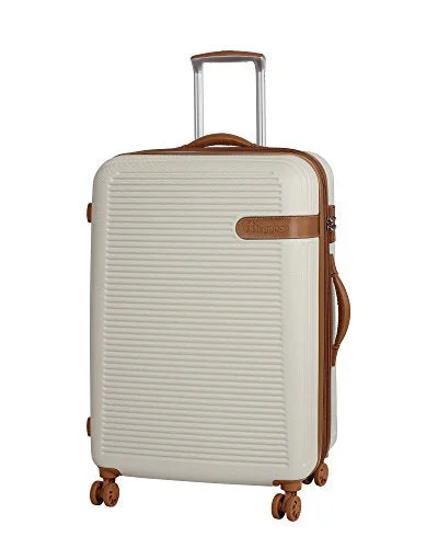 suitcase with security and style-It Luggage Valiant 28" Hardside 8 Wheel Expandable Lightweight Spinner, Cream With Almond Trim