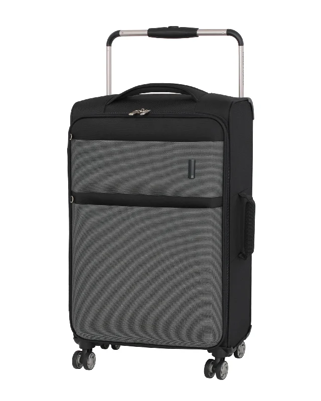 suitcase with ergonomic handle for comfort-it luggage World's Lightest Debonair 27.8" 8-Wheel Spinner, Black/White