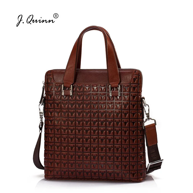 briefcase with removable padded inserts for tech gear -J.Quinn Business Leather Briefcases Bags Male Female Genuine Leather Men Handbag Women Casual Print