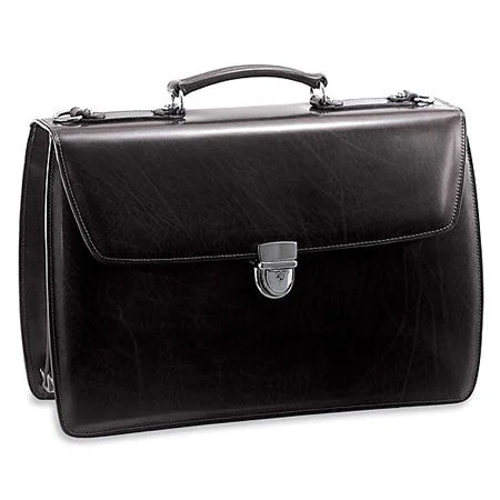 expandable briefcase for extra office supplies -Jack Georges Elements Collection Triple Gusset Flap Over Leather Briefcase #4403