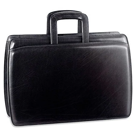 briefcase for traveling professionals -Jack Georges Elements Slim Leather Briefcase #4202-Black