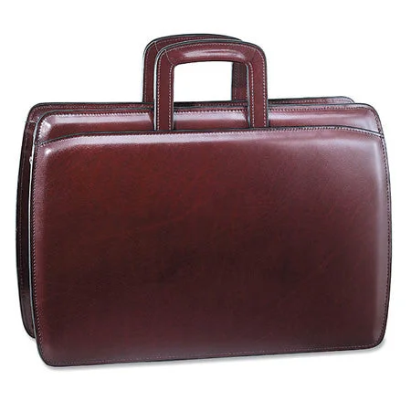 premium leather briefcase with internal dividers -Jack Georges Elements Slim Leather Briefcase #4202-Burgundy