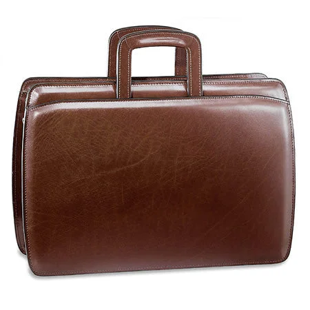 elegant briefcase for lawyers and consultants -Jack Georges Elements Slim Leather Briefcase #4202-Cognac