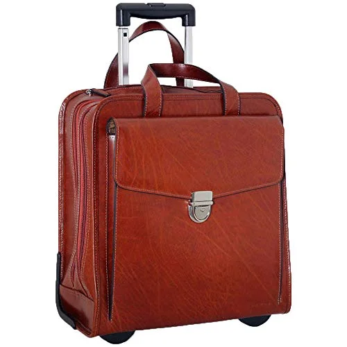 briefcase with ergonomic design for daily commute -Jack Georges Milano Collection Womens Rolling Laptop Briefcase in Cognac