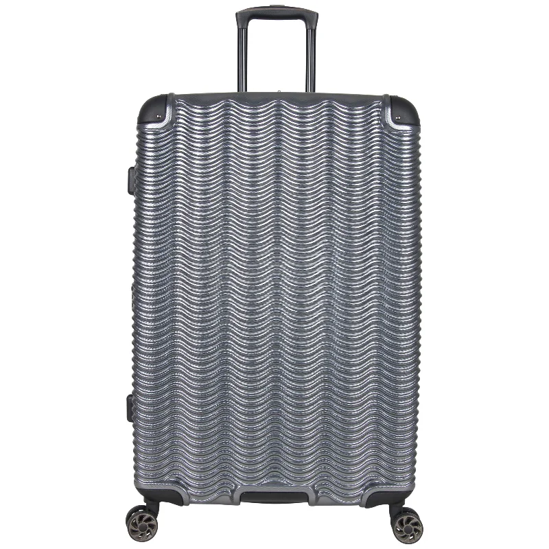 suitcase for outdoor adventure packing-Kenneth Cole Reaction Wave Rush 28" Lightweight Hardside 8-Wheel Spinner Expandable Checked Suitcase, Metallic Charcoal