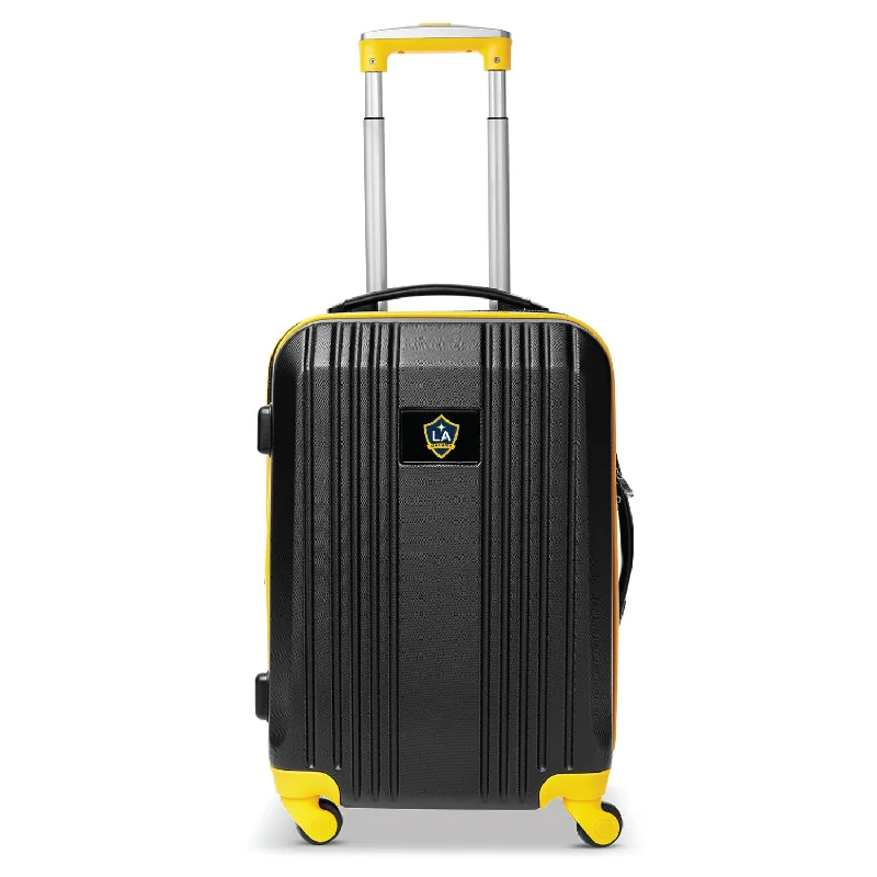 suitcase with top-quality zippers-LA Galaxy 21" Two-Tone Carry On Spinner Luggage- YELLOW