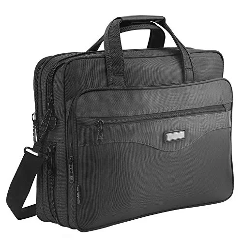 designer briefcase with luxury leather exterior and spacious compartments -Laptop Bag 15.6 inch, Mens Laptop Briefcase, Expandable Carry on Computer Case, Business Office Attache, Zokaliy Lightweight Water Resistant Shoulder Messenger Bag for MacBook Acer HP Dell, Black