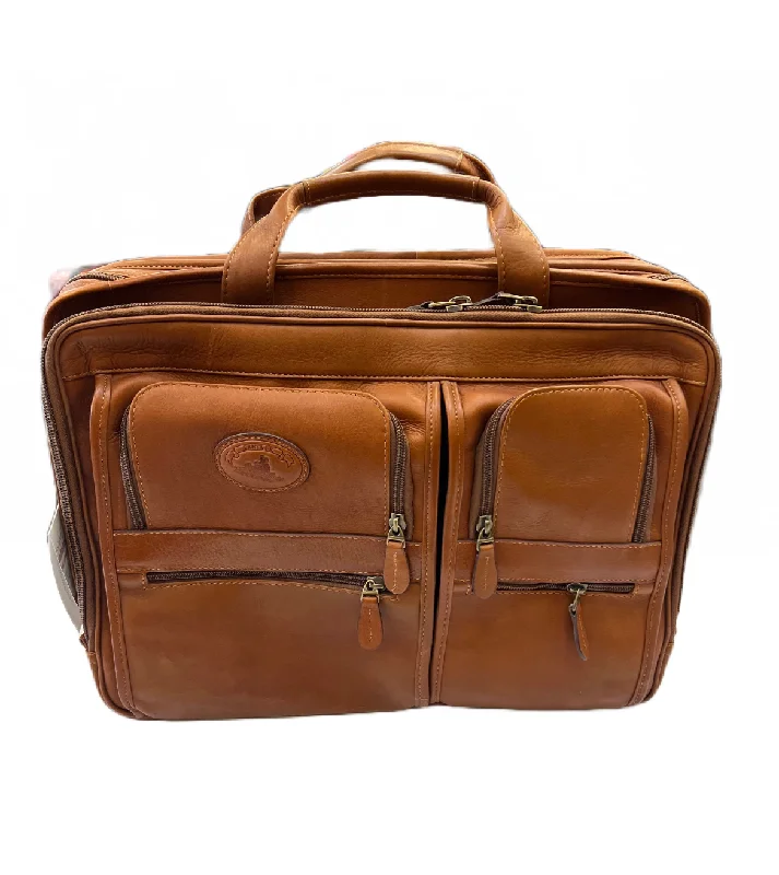 eco-conscious briefcase for environmentally friendly professionals -Leather Top Zippered Briefcase