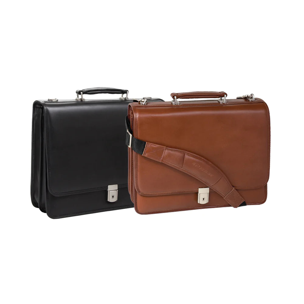 high-end briefcase for corporate professionals -McKleinUSA LEXINGTON | 15" Leather Flap Over Laptop Briefcase