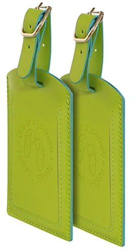 suitcase for weekend getaways-Luggage Tags. Set Of 2. Zenfully Lime. Highly Visible For Luggage.