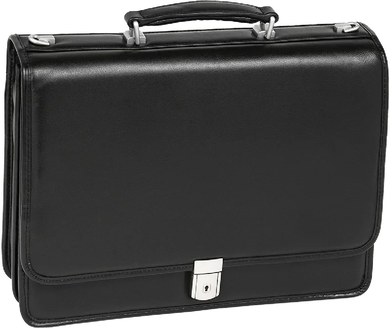 premium briefcase with padded laptop compartment for extra protection -Mcklein I Series Bucktown Leather Double Compartment Briefcase