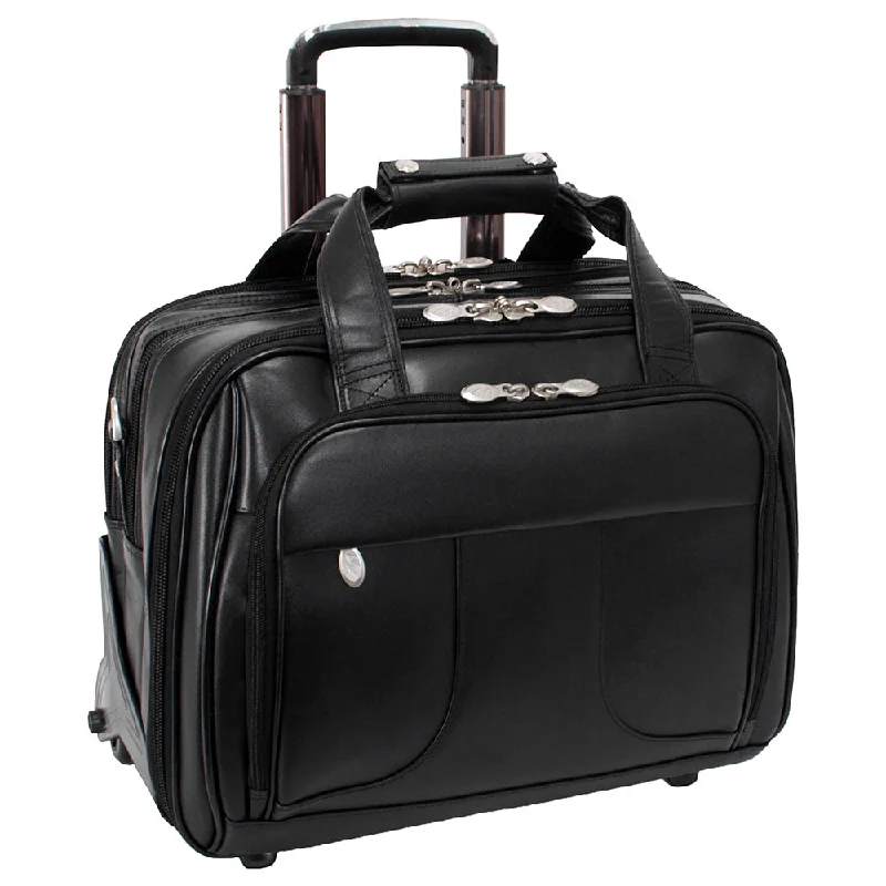 briefcase with secure TSA-approved lock -McKlein R Series 8358 Chicago Leather Detachable Wheeled Laptop Overnight W/ Removable Brief