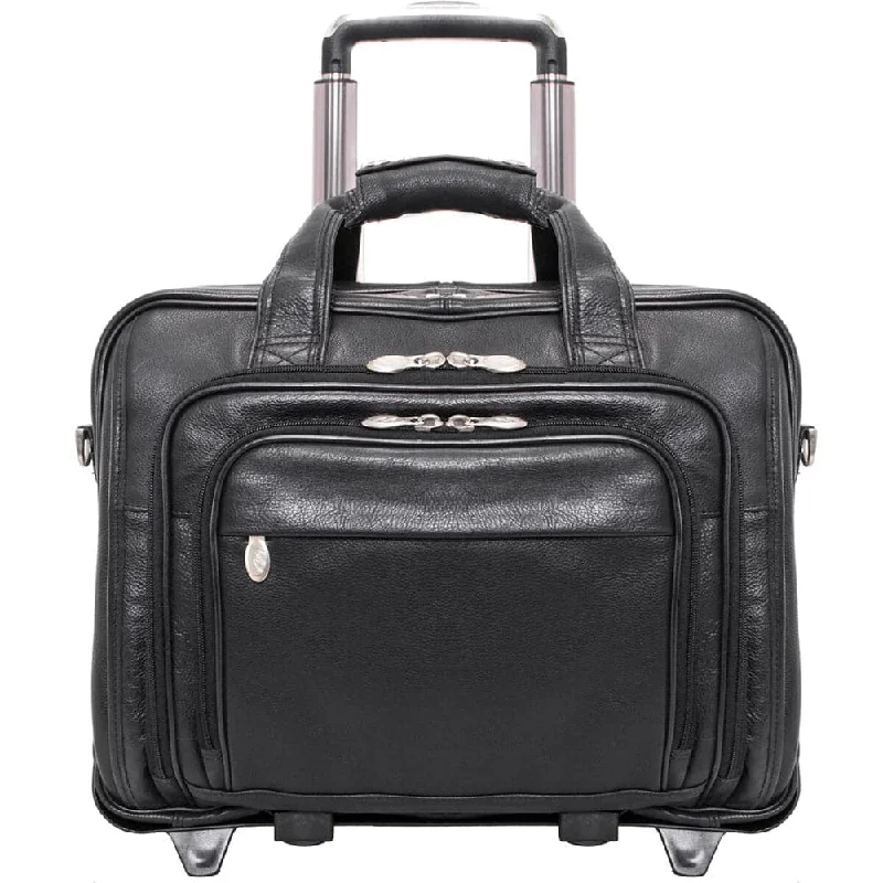 high-quality briefcase with sturdy construction for long-term use -McKlein USA Gold Coast 17" Leather Patented Detachable -Wheeled Laptop Briefcase