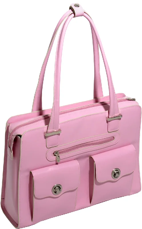 durable briefcase with heavy-duty stitching and zippers -Mcklein W Series Verona Leather Flythrough Ladies Briefcase