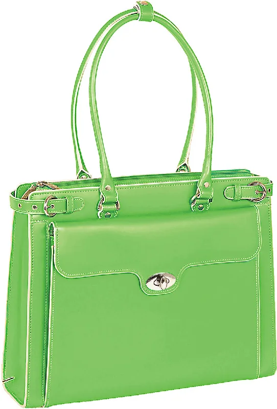 leather briefcase with removable shoulder strap -Mcklein W Series Winnetka Leather Ladies Briefcase W/Removable Sleeve