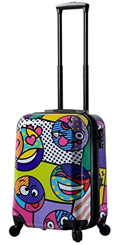 suitcase for cruise trips-Mia Toro Italy Emojis Hardside Spinner Luggage 20" Carry-On, Multi-Color