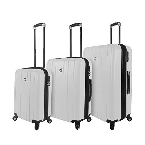 suitcase for budget travelers-Mia Toro Italy Mantouvani Hardside Spinner Luggage 3Pc Set, White