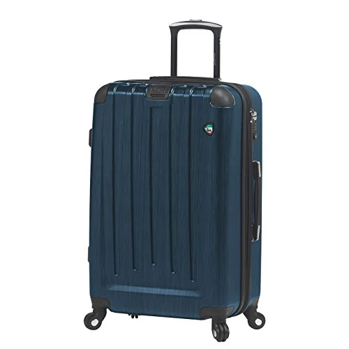 suitcase for gym and fitness enthusiasts-Mia Toro M1028-26In-Blu Italy Diamante Spazzolato Hardside 26 Inch Spinner Luggage, Blue