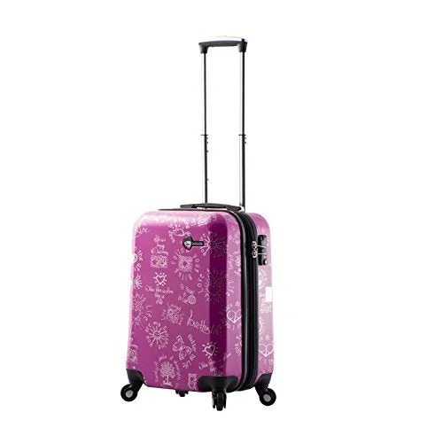 suitcase for lightweight packing-Mia Toro M1089-20In-Pur Love This Life-Medallions Hardside Spinner Luggage 20" Carry-On, Purple