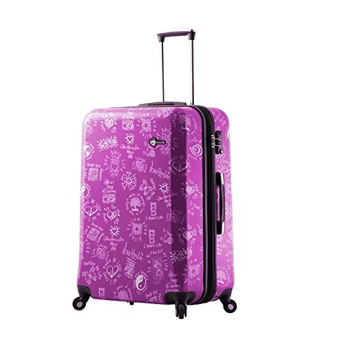 suitcase with high-end travel design-Mia Toro M1089-28In-Pur Love This Life-Medallions Hardside 28 Inch Spinner, Purple