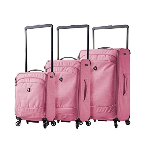 suitcase with interior pockets-Mia Toro M1127-03Pc-Fuc Italy Kitelite Strato Softside Spinner Luggage 3Pc Set, Multicolored