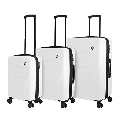 suitcase with lightweight design-Mia Toro M1304-03Pc-Wht Italy Fassa Hardside Spinner Luggage 3 Piece Set, White