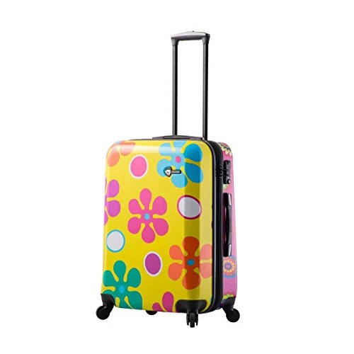 suitcase with retractable zippered pockets-Mia Toro Pop Fiore Hardside 24 Inch Spinner, Gallio