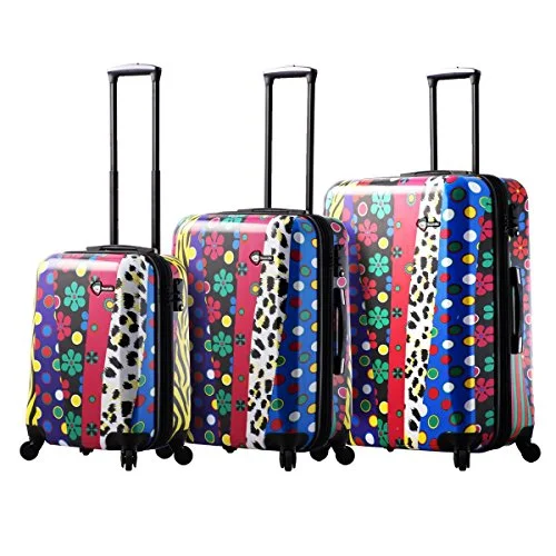 suitcase for small essentials-Mia Toro Pop Fiore Hardside Spinner Luggage 3Pc Set, Multi