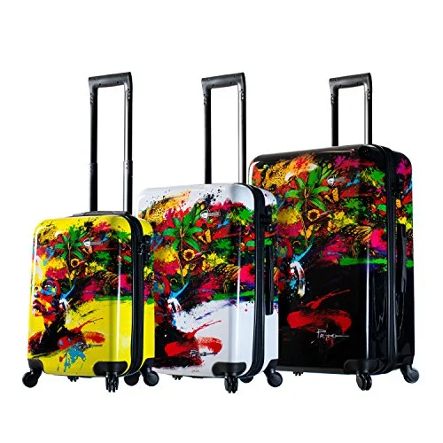 suitcase for pet owners traveling with pets-Mia Toro Prado-Beautiful Minds 3Pc, Prado/Beautiful Minds Print