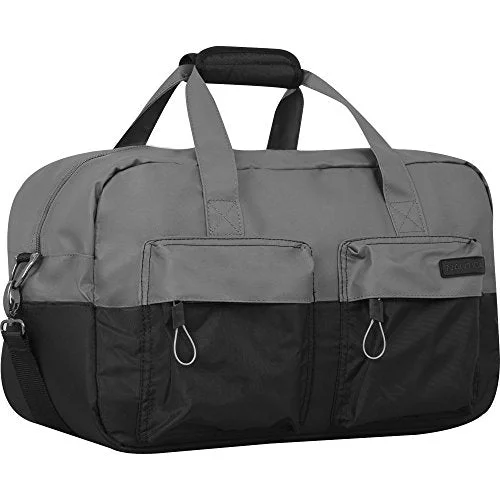 suitcase for safe and secure travel-Nautica Harpswell Carry Duffle, Grey/Black