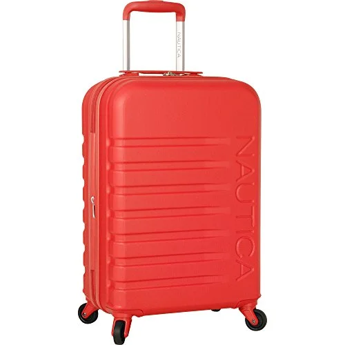 suitcase for easy transportation-Nautica Henderson Harbor 20 Inch Hardside Expandable Suitcase, Cherry Red