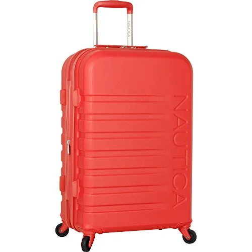 suitcase for tech-savvy travelers-Nautica Henderson Harbor 24 Inch Hardside Expandable Suitcase, Cherry Red