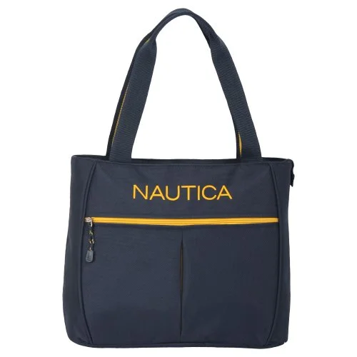 suitcase for stylish travel-Nautica Luggage Helmsman Boat Classic Tote, Navy/Yellow, One Size