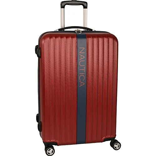 suitcase with travel-friendly design-Nautica Surfers Paradise 25 Inch Hardside Spinner, Burgundy/Navy