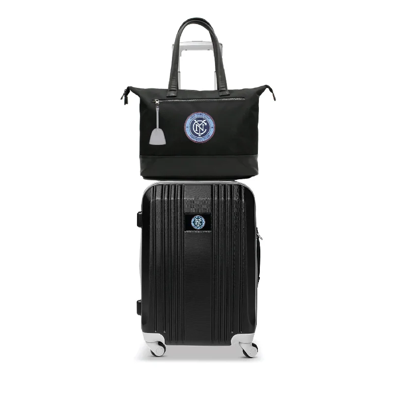 suitcase with expandable capacity-New York City FC Tote Bag and Luggage Set -GRAY