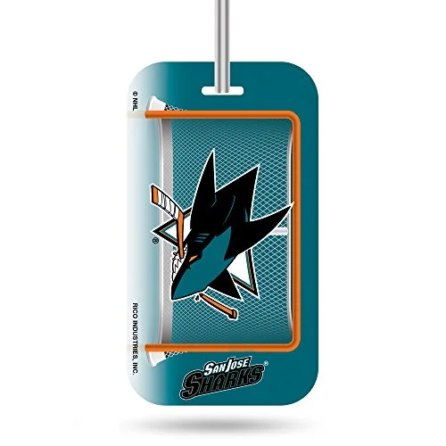 suitcase for protecting fragile items-Nhl San Jose Sharks  Crystal View Team Luggage Tag, Orange, Teal, 7.5-Inches By 3-Inches By