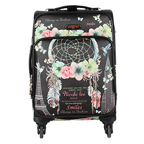 suitcase with large front pocket-Nicole Lee Women'S 20" 4 Wheels Expandable Carry-On Luggage Dream Catcher Print, Dream Comes True