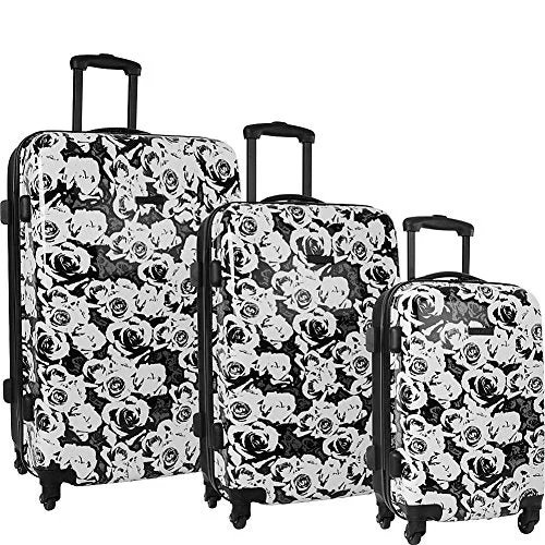 suitcase with external pockets-Ninewest Nine West Emi 3 Piece, White/Grey/Black