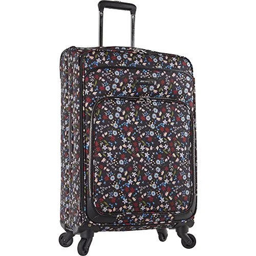 suitcase with compartmentalized interior-Ninewest Women'S Packmeup 24 In Expandable Spinner, Black Multi Floral Print