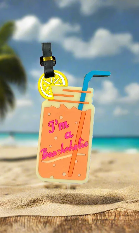 suitcase with extra travel essentials-Beach Drink Luggage Tag- $3.00