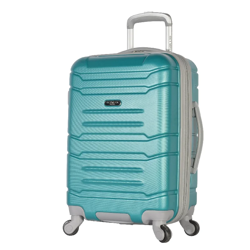 suitcase with flexible packing options-Olympia Denmark 21" Carry-on Spinner, Teal