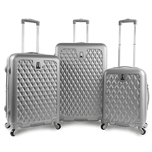 suitcase with ultra-smooth wheels-Pacific Coast Signature Pandora Hardside Rolling Travel Lug 3 Piece, Silver