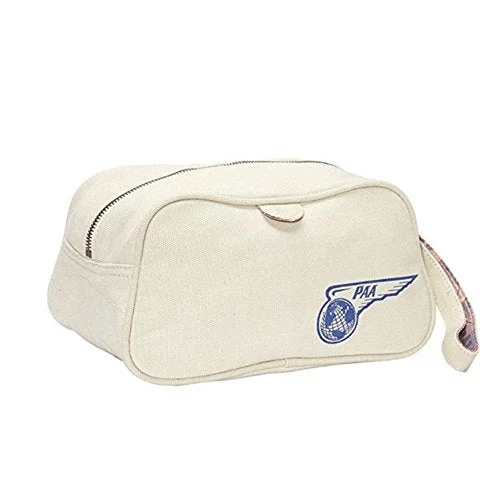 suitcase for eco-conscious travelers-Pan Am 'Paa' Canvas Washbag - Natural Canvas