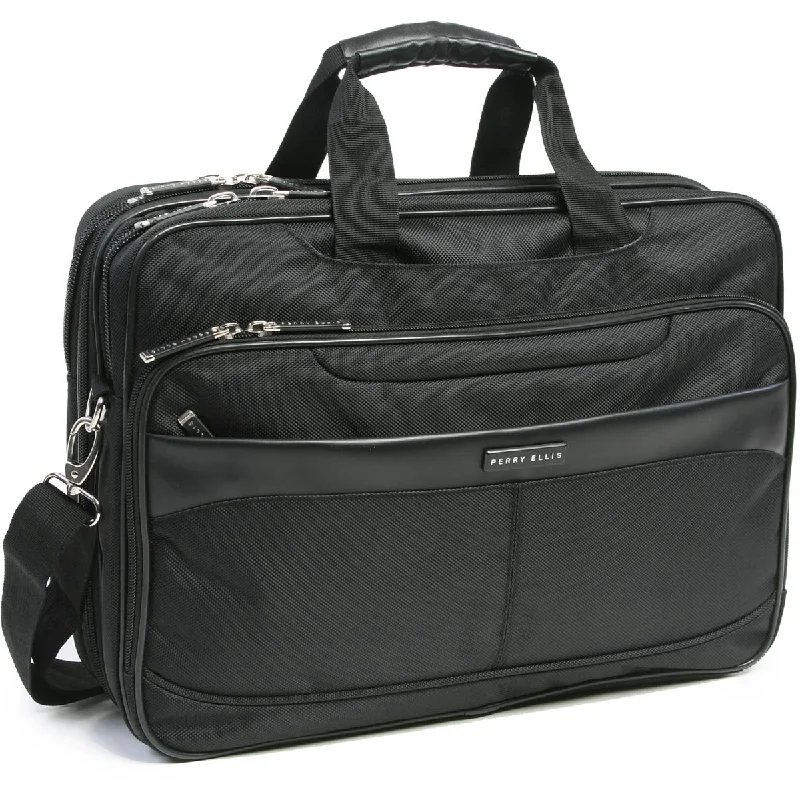 sleek leather briefcase with minimalist interior -Perry Ellis Laptop/Tablet Business Briefcase