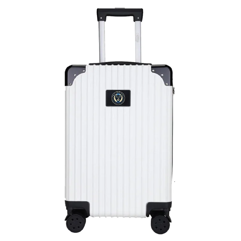 suitcase with removable accessories-Philadelphia Union 21" Exec 2-Toned Carry On Spinner -WHITE